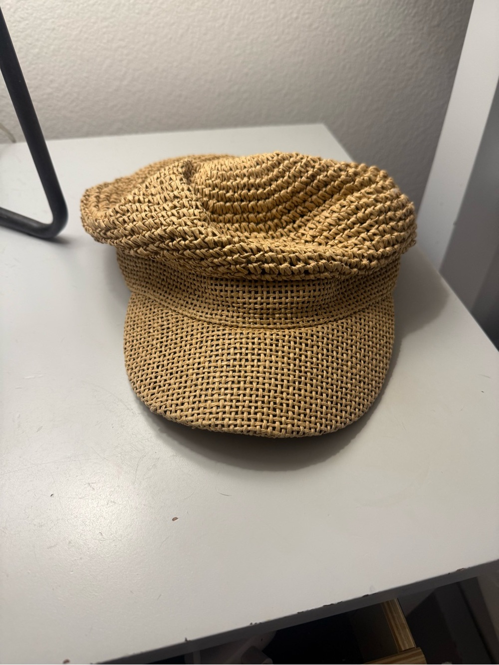 Zara Crocheted Straw Hat - Tan with Black Trim